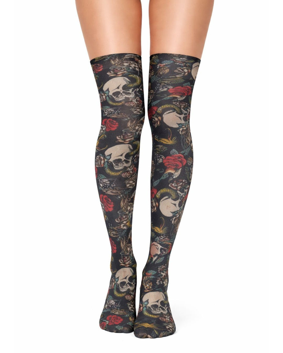 Skull and Snake Printed Over The Knee Socks