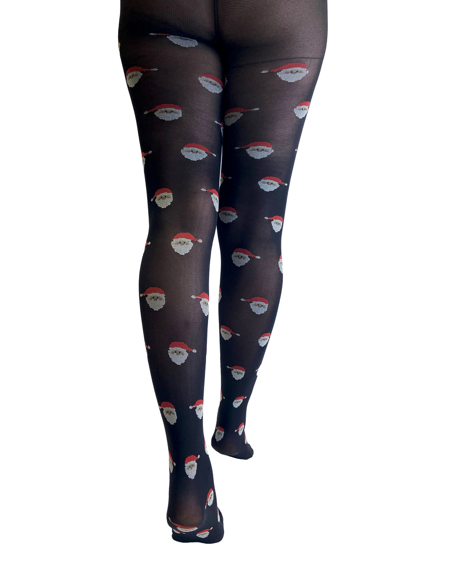 Novelty Santa Opaque Black Tights