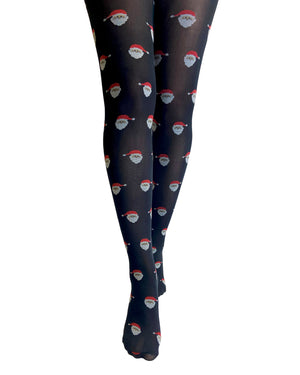 Novelty Santa Opaque Black Tights