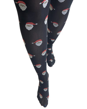 Novelty Santa Opaque Black Tights