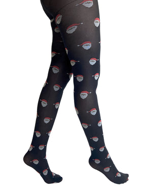 Novelty Santa Opaque Black Tights