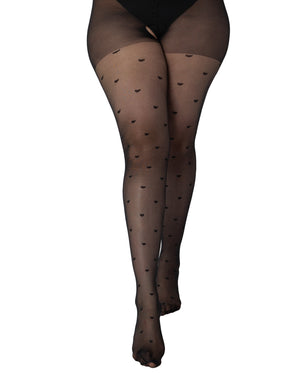 Sheer Heart Crotchless Tights Front