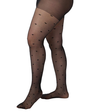 Sheer Heart Crotchless Tights Front