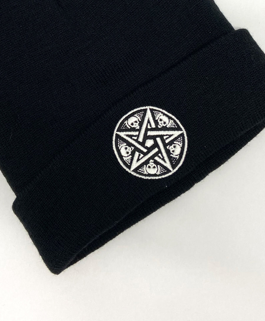 Flat embroidered beanie