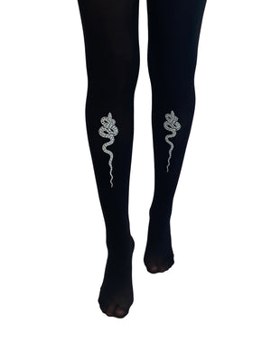 Black tights with white snake transfer