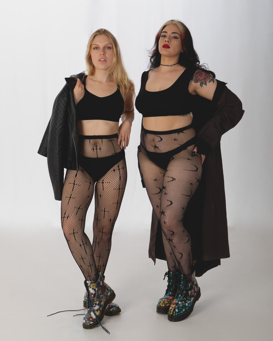 Latin Cross Curvy Super Stretch Net Tights