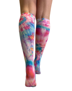 Colour Burst Tie Dye Printed Knee High Socks