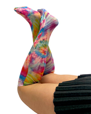 Colour Burst Tie Dye Printed Knee High Socks