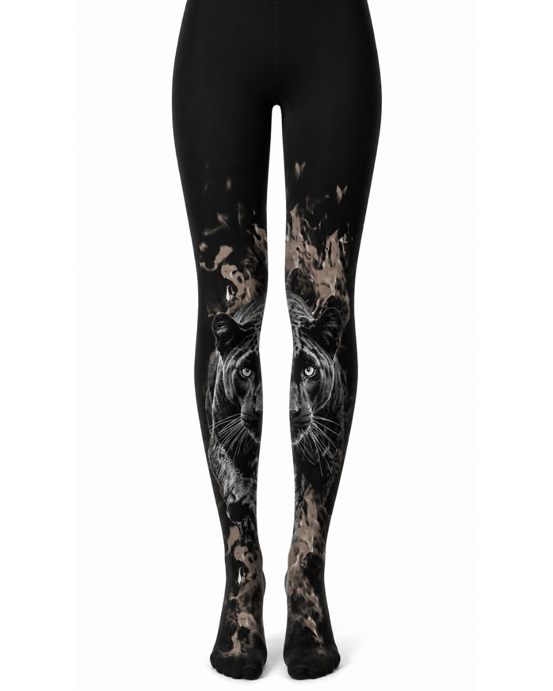 Flaming Panther Printed Tights
