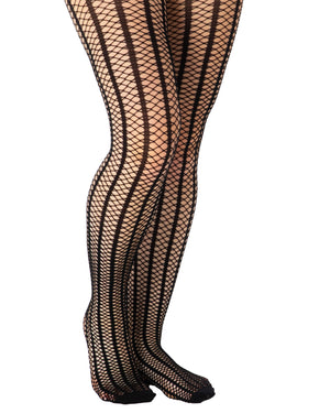 Vertical Stripe fishnet Tights Front