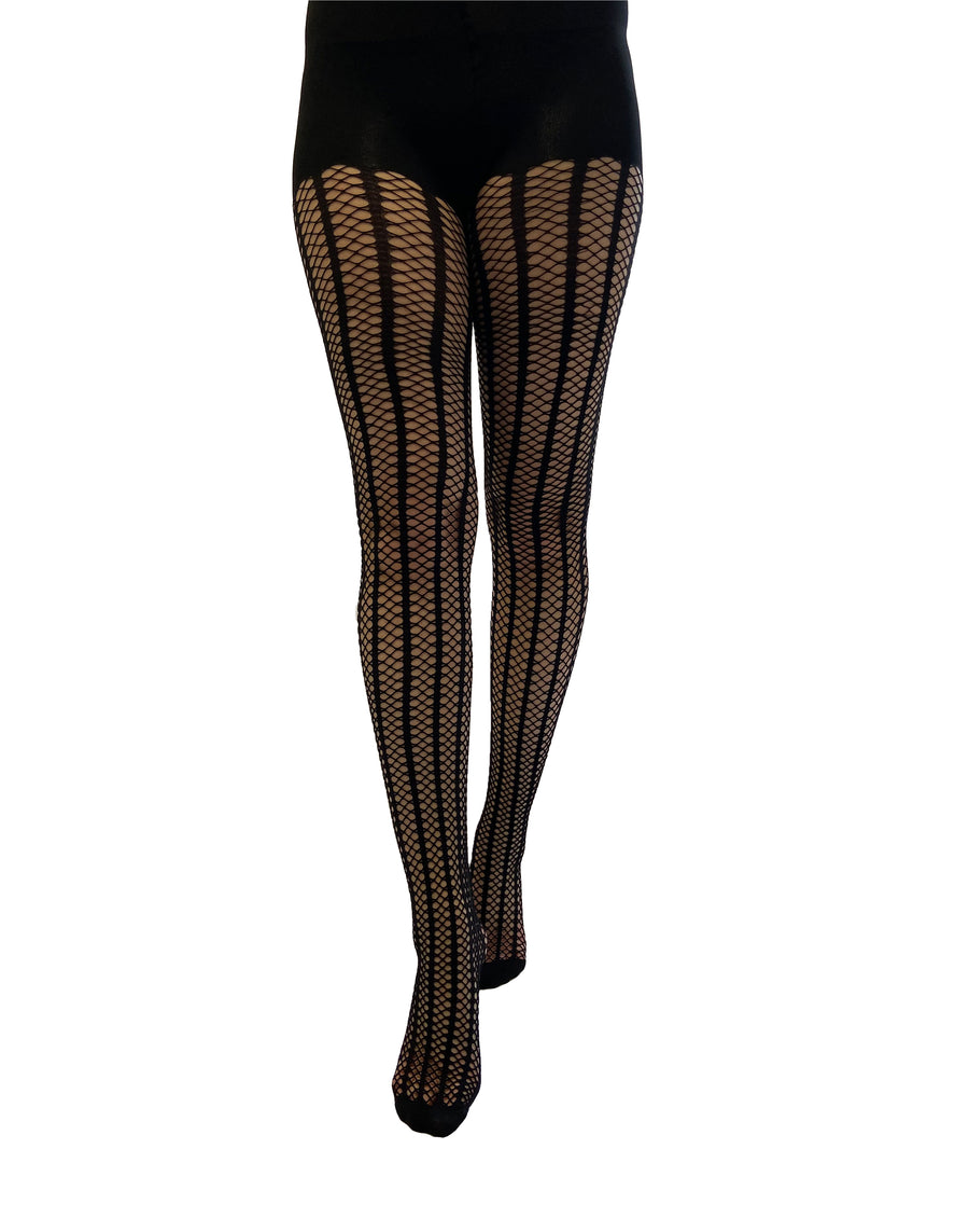 Vertical Stripe fishnet Tights Side
