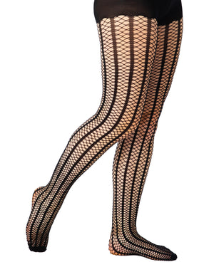 Vertical Stripe fishnet Tights Side
