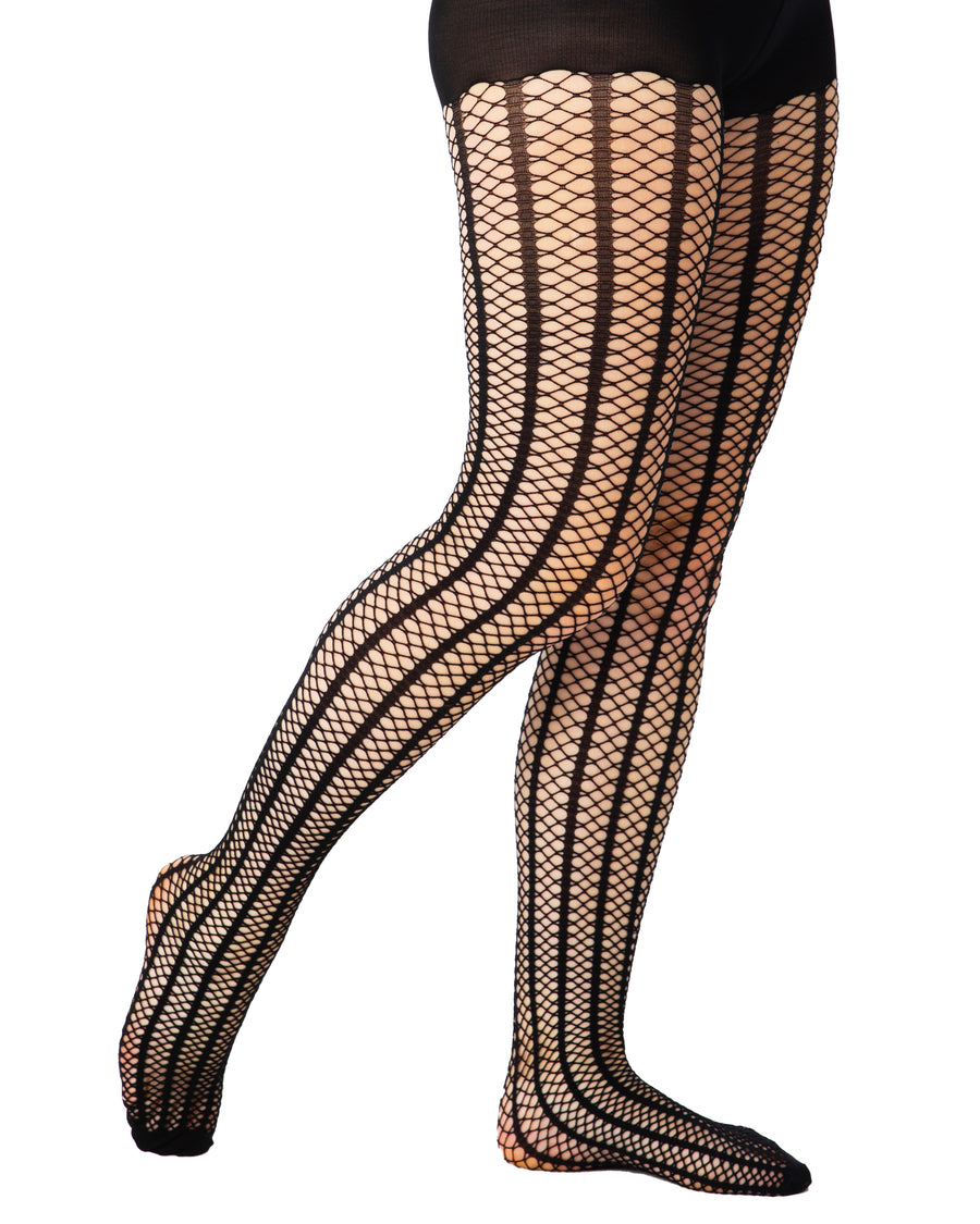 Vertical Stripe fishnet Tights Front