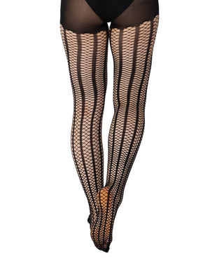 Vertical Stripe fishnet Tights Back
