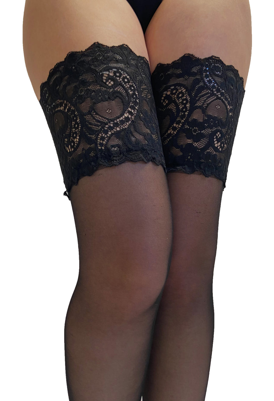 Vintage Lace Hold Ups Curvy Super Stretch