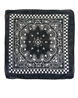 Checker black and white bandana flat
