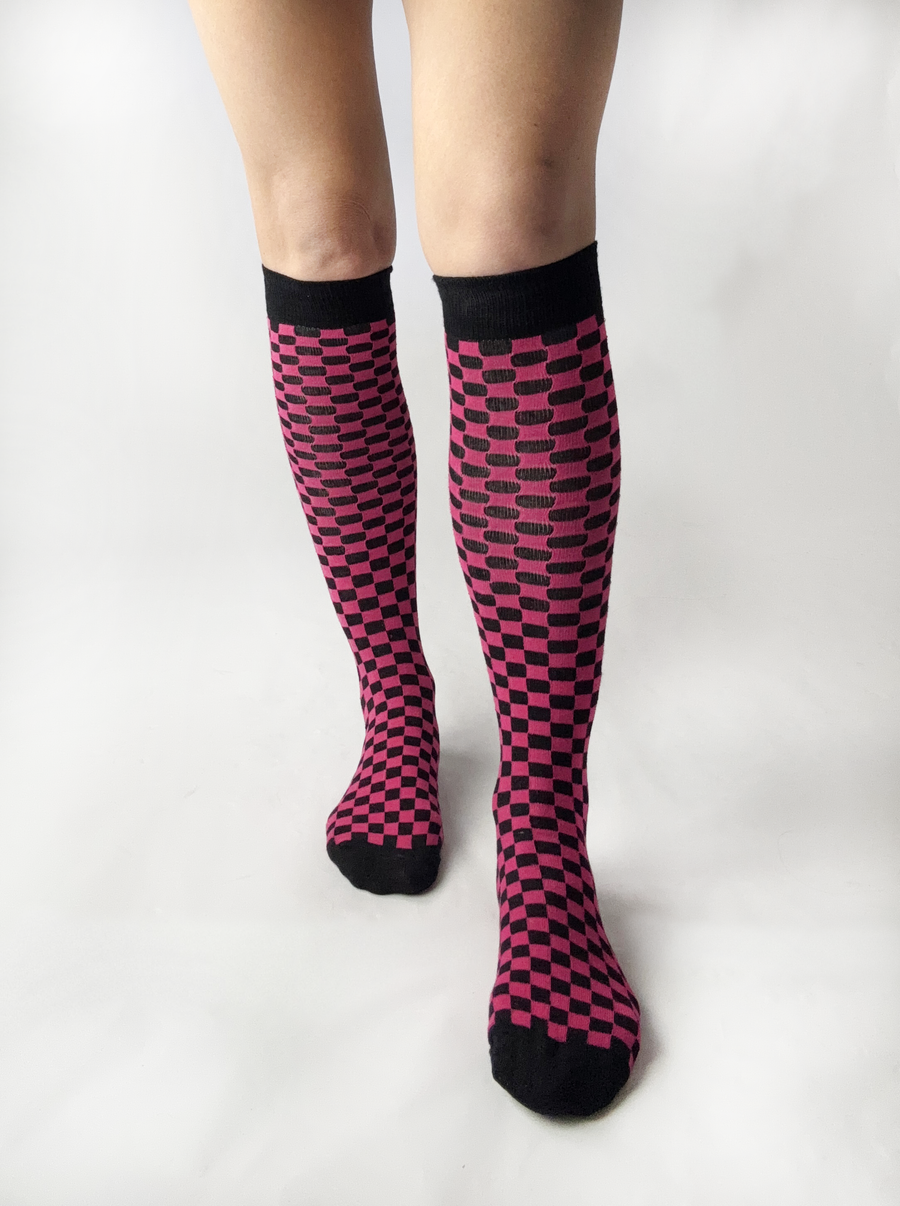 Knee High Checkerboard Socks