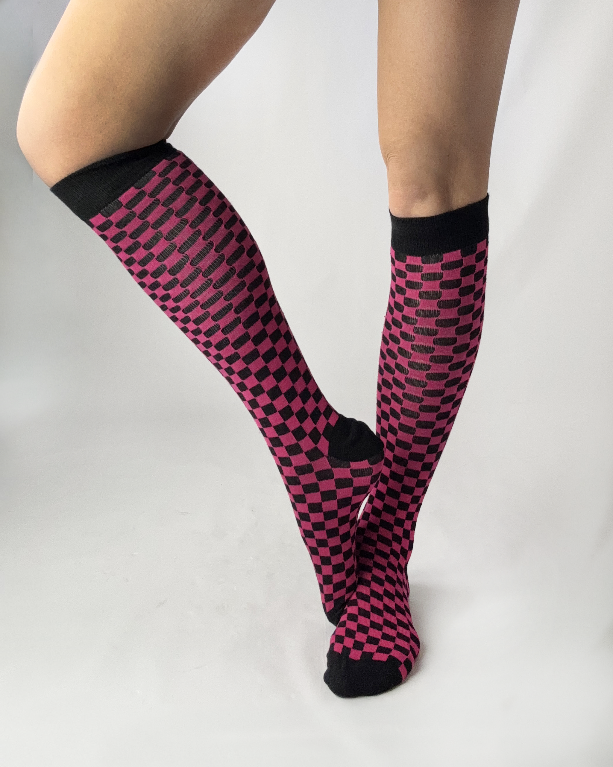 Knee High Checkerboard Socks