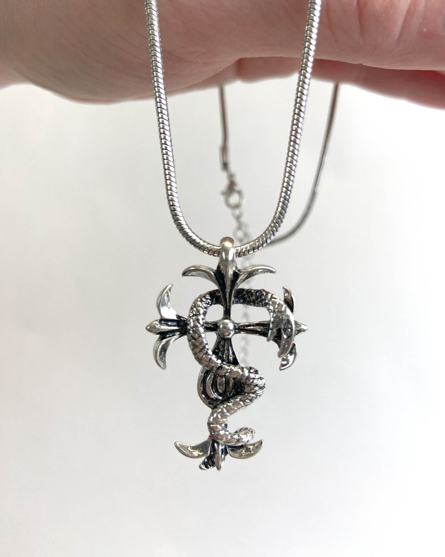 Serpent Cross pendant silver