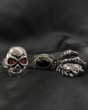 Skull silver rings set