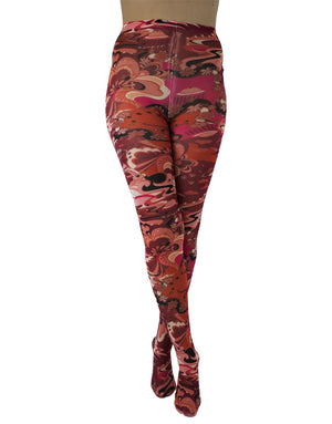 Outer Space Burgundy Printed Tights
