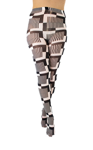 Monochrome Cube Black and White Printed Tights