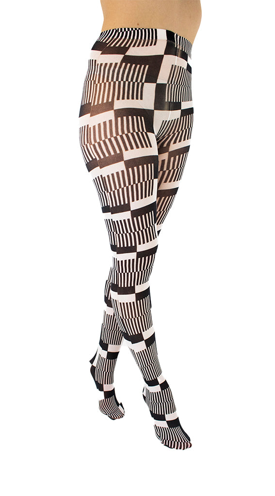 Monochrome Cube Black and White Printed Tights