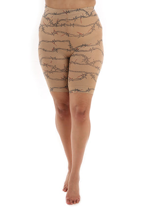 Barbed Wire Printed Curvy Anti Chafing Shorts