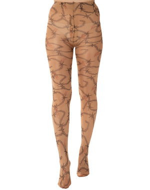 Barbed Wire Gothic Tattoo Printed Tights