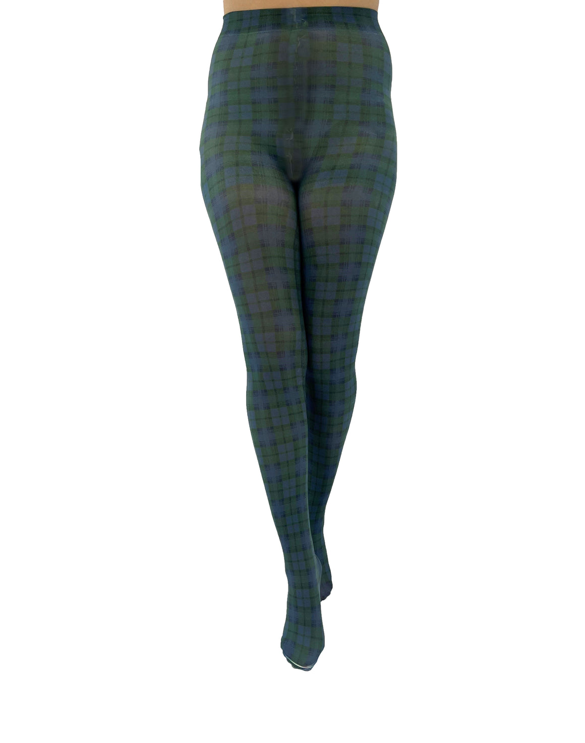 Black Watch Tartan Printed Tights