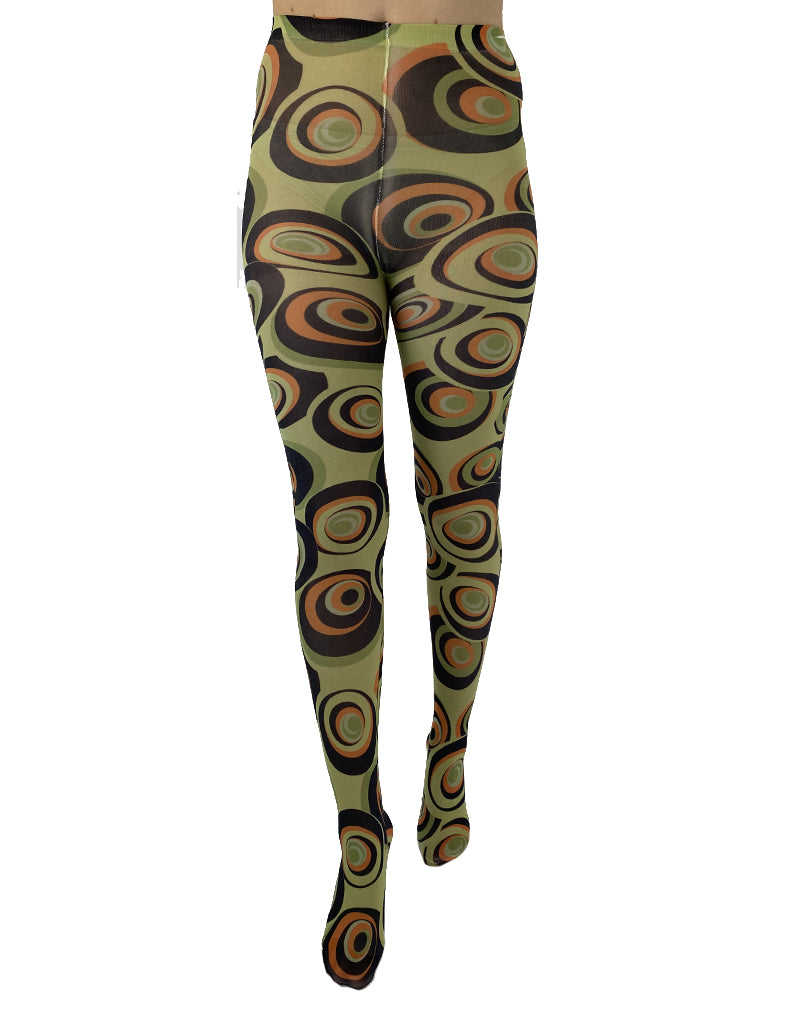 Green Carnaby Patterned Tights Pantyhose for Women Available 