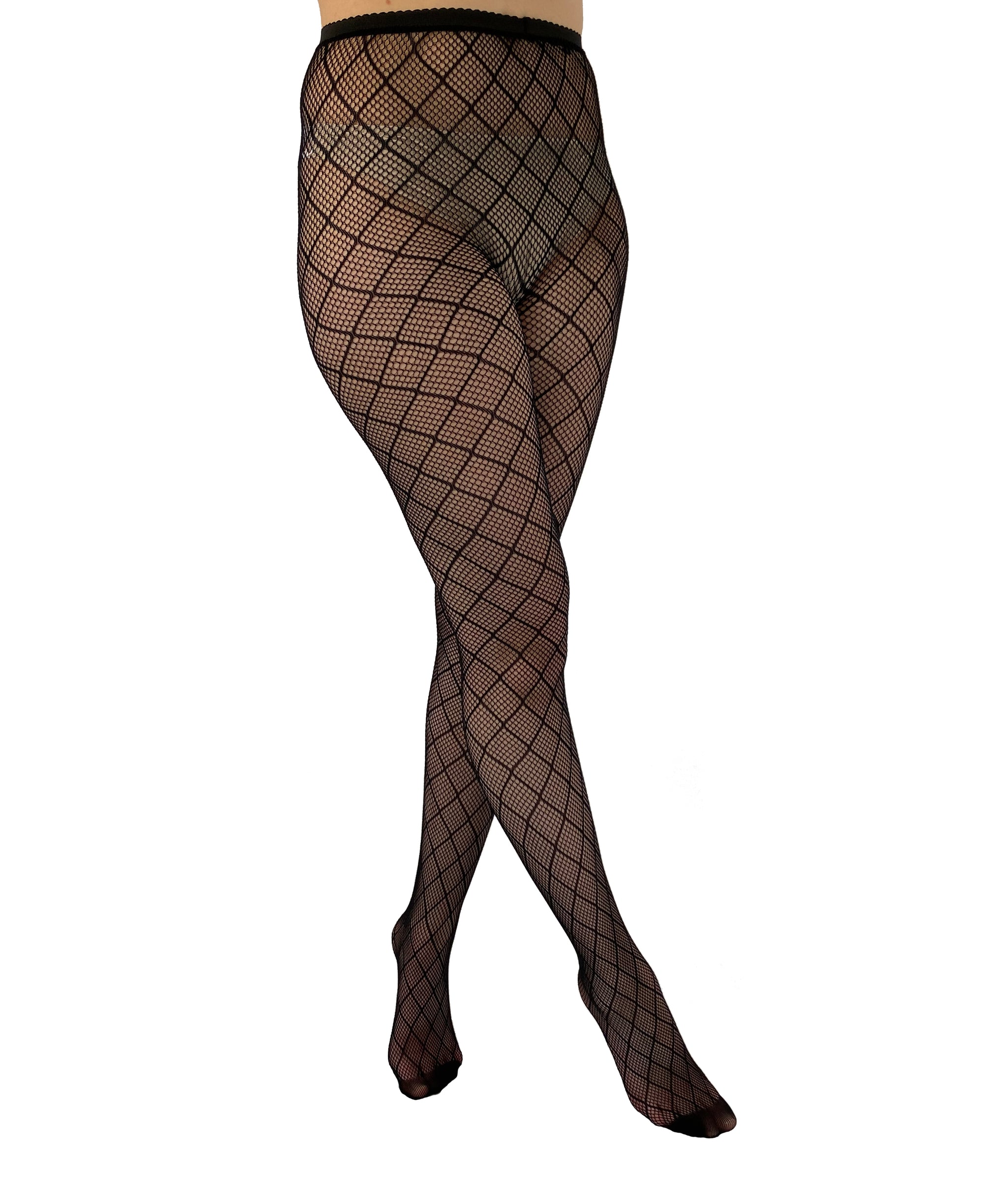 Fishnet Lace Top Hold Ups with Seam, Bow and Diamante - Clearance - Pamela  Mann