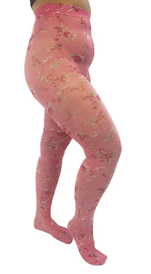 Ditsy Petite Pink Floral Printed Curvy Super Stretch Tights