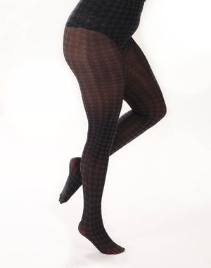 Dogtooth Printed Curvy Super Stretch Tights