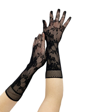 Fishnet Floral Gloves