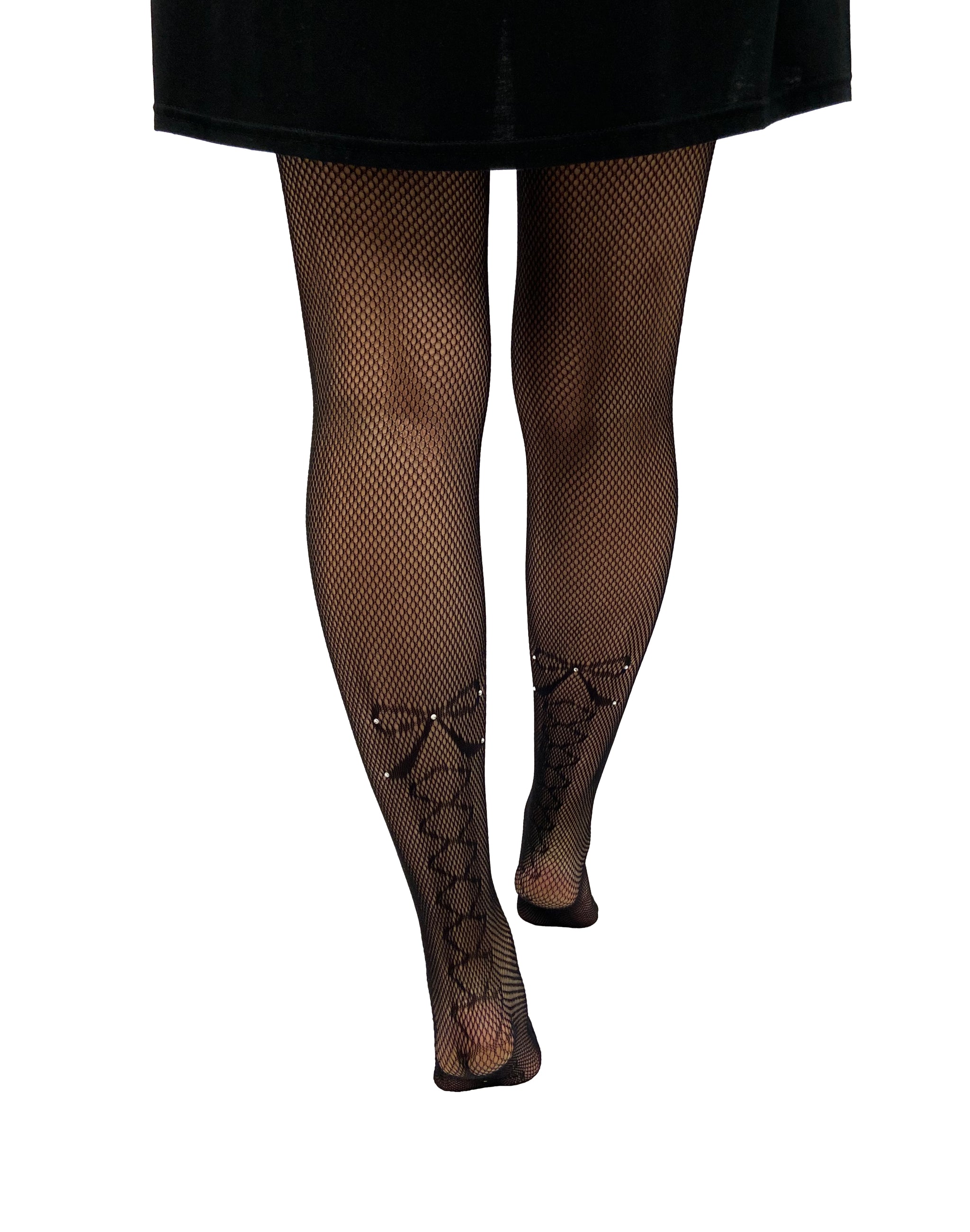 Fishnet Tights With Knitted Bow and Diamantes - Pamela Mann