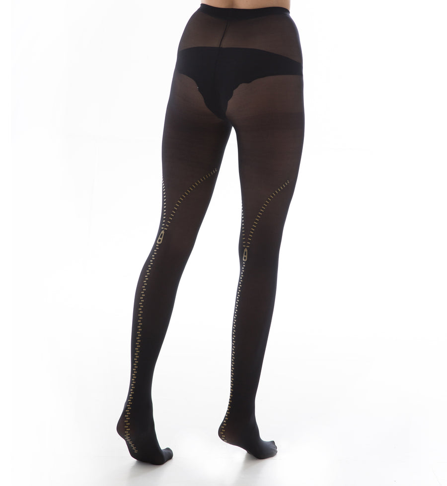 Flocked Tights With Zips