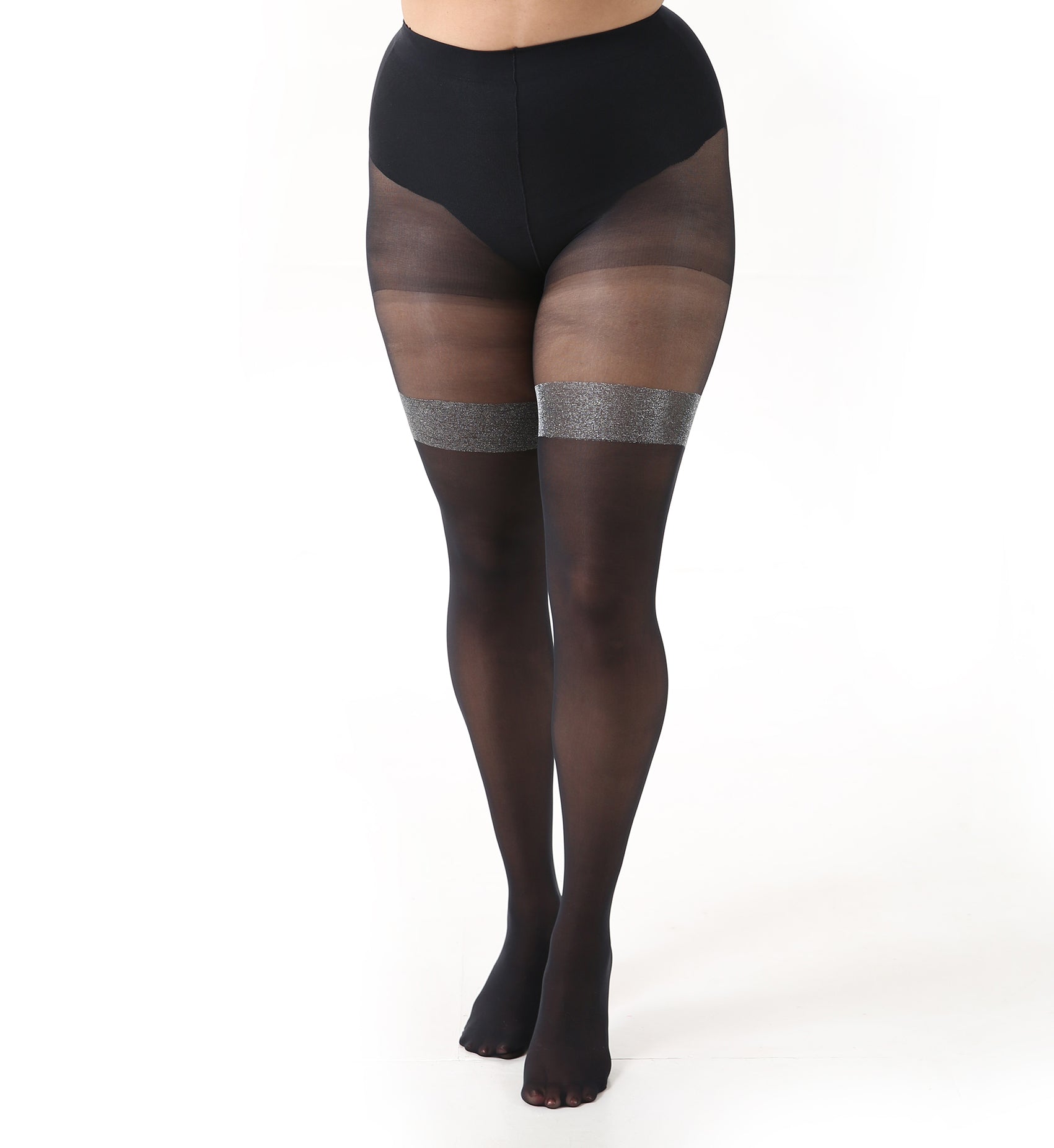 GLITTER SHIMMER TIGHTS, Black With Silver Sparkle, Panyhose Stockings -   Ireland