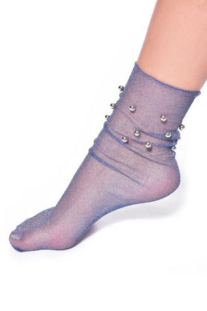 Glitter Ankle Socks with Beading