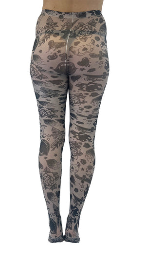 Grunge and Roses Printed Tights