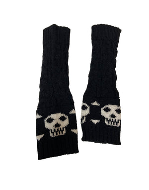 Knitted Skull and Crossbones Fingerless Gloves