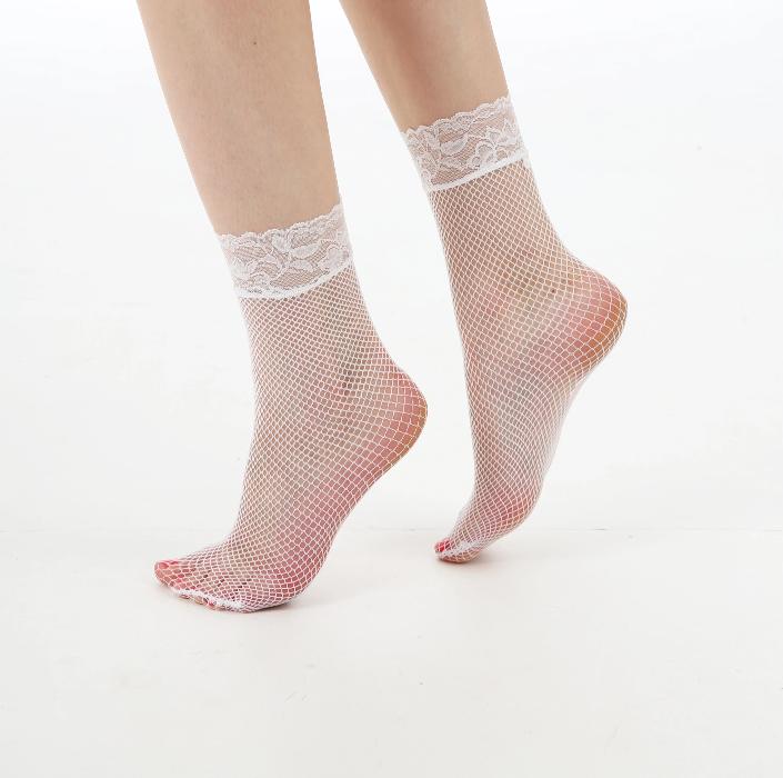 Lace Top Fishnet Ankle Socks – Better Tights