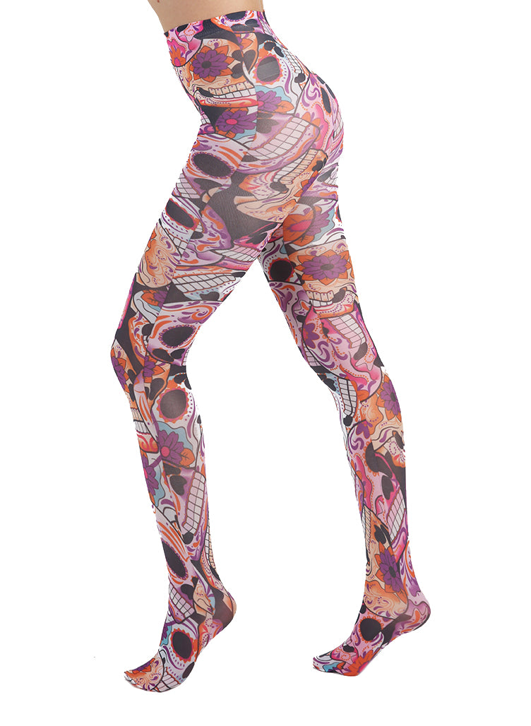 Mandala Skulls Printed Tights