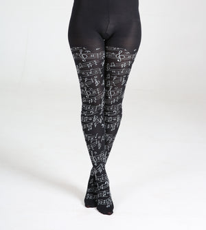 Flocked Musical Notes Tights