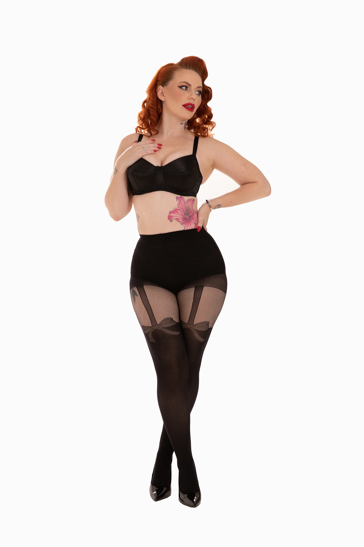 Net Bow Suspender Tights