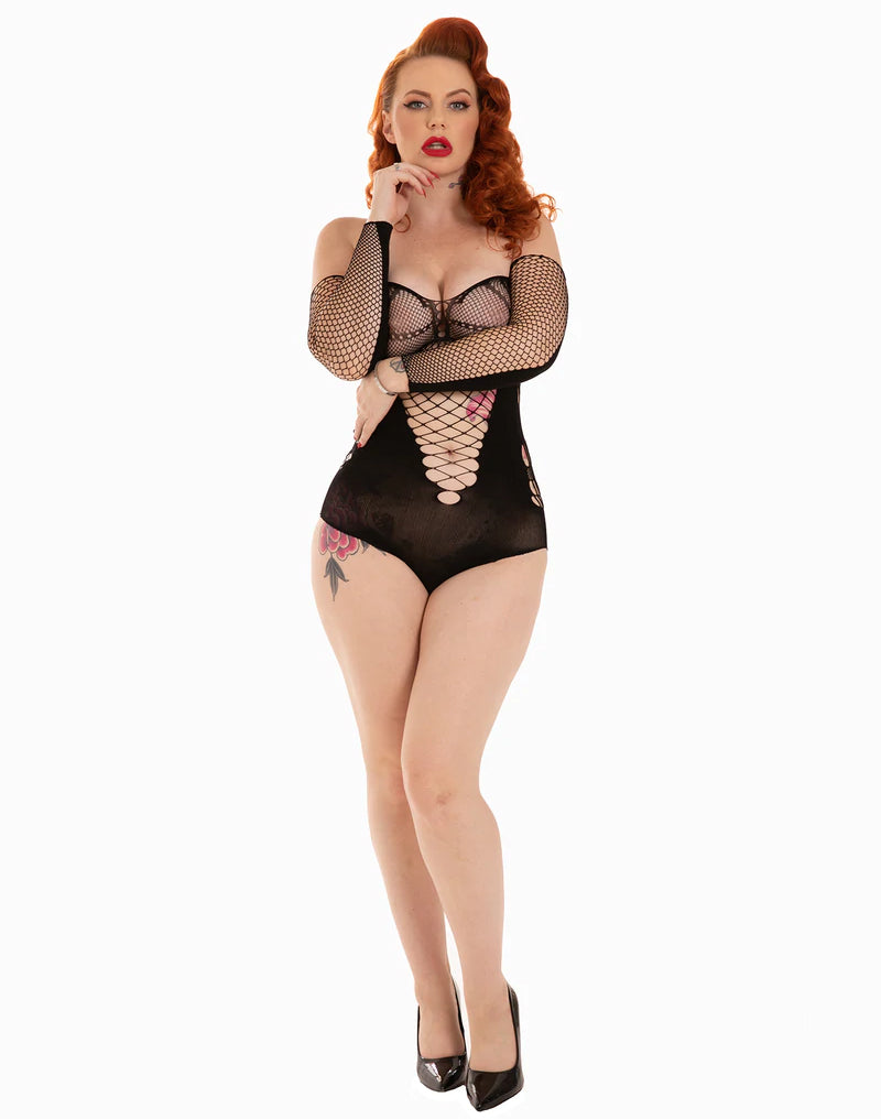 Off The Shoulder Fishnet Bodysuit