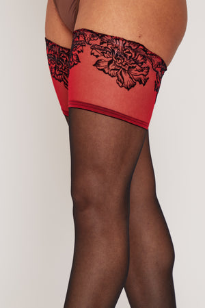 Sheer Hold Ups with Luxury Flocked Lace