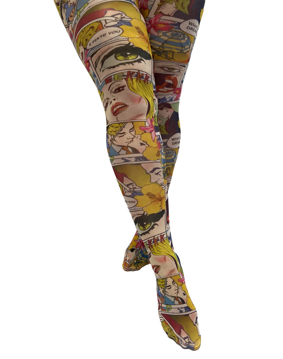 Paradise Island Bright Multi Coloured Printed Tights from Wholesale Tights Range at Pamela Mann