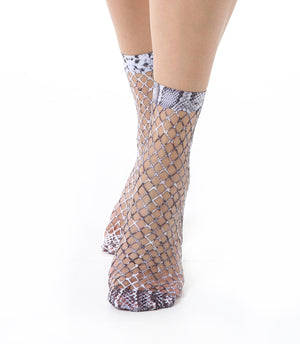 Animal Print Extra Large Net Ankle Socks