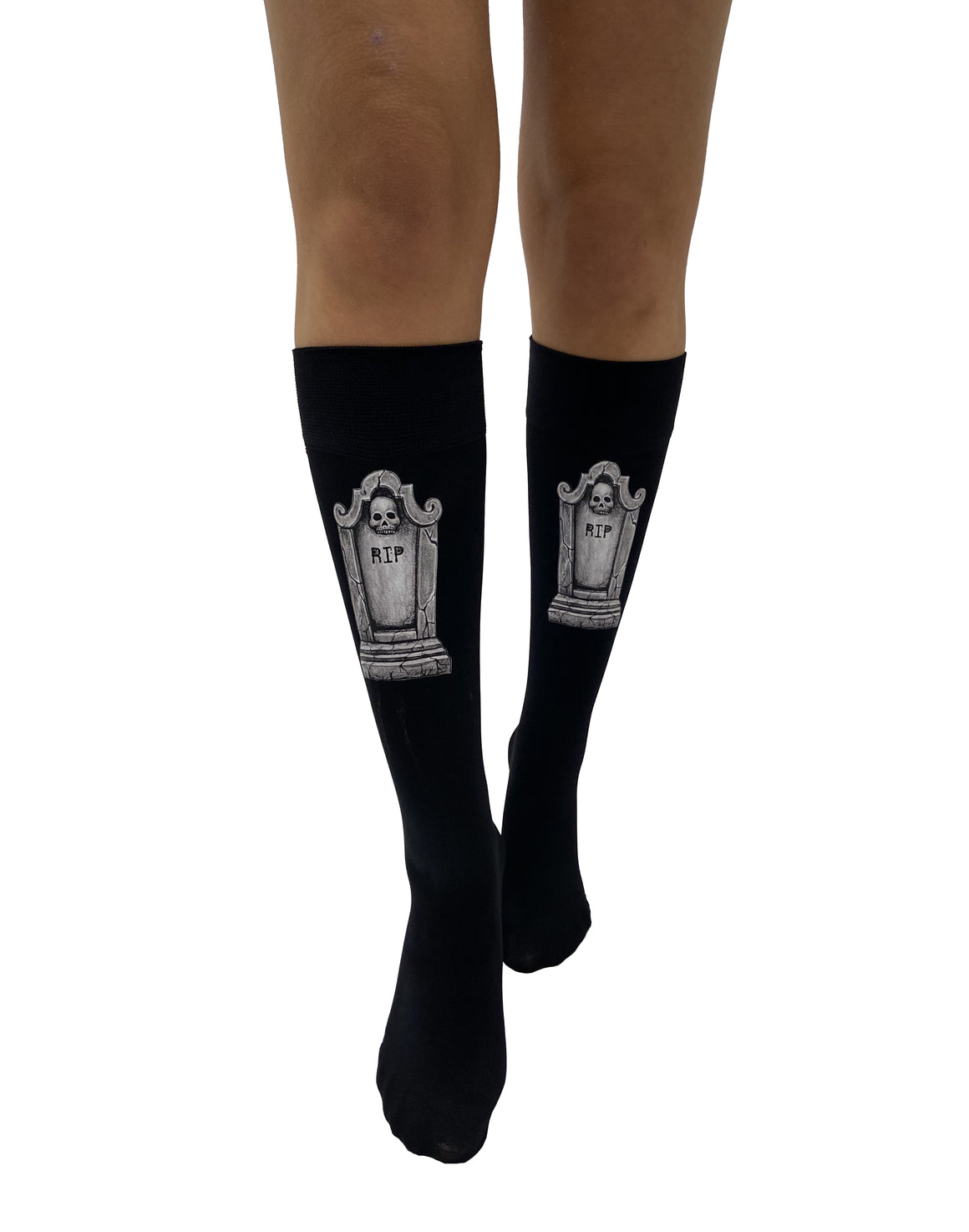 RIP Tombstone Transfer Knee High Socks